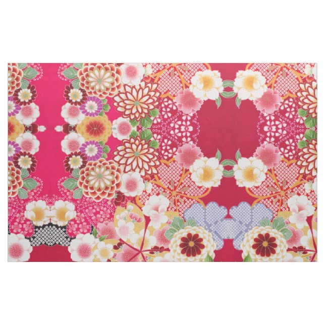 Falln Red Blommigt Burst Tyg (Fat Quarter)