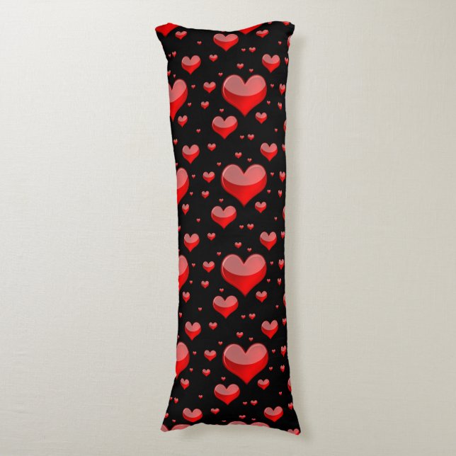 Falln Red Hearts (Du väljer Bakgrund Färg!) Kroppskudde (Framsidan Vertikal)