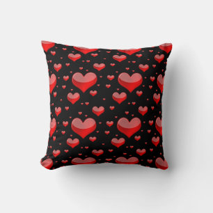 Falln Red Hearts (Du väljer Bakgrund Färg!) Kudde