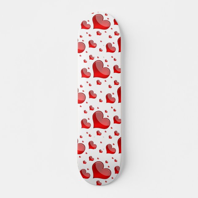 Falln Red Hearts (Du väljer Bakgrund Färg!) Mini Skateboard Bräda 18,5 Cm (Framsida)