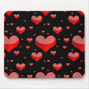 Falln Red Hearts (Du väljer Bakgrund Färg!) Musmatta