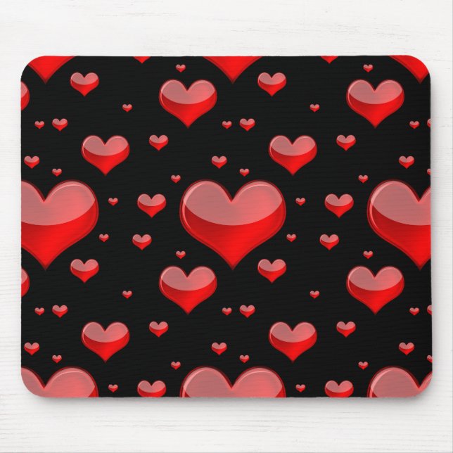 Falln Red Hearts (Du väljer Bakgrund Färg!) Musmatta (Framsidan)