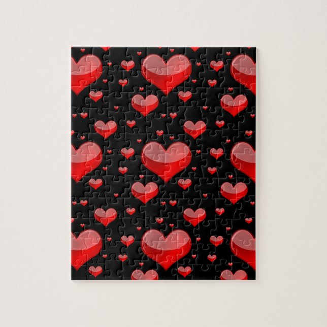 Falln Red Hearts (Du väljer Bakgrund Färg!) Pussel (Vertikal)