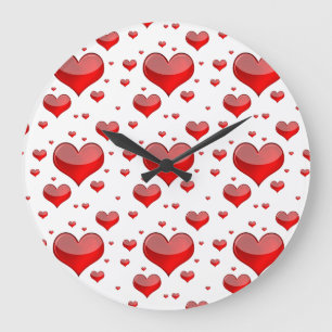 Falln Red Hearts (Du väljer Bakgrund Färg!) Stor Klocka