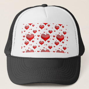 Falln Red Hearts (Du väljer Bakgrund Färg!) Truckerkeps