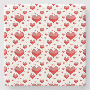 Falln Red Hearts (Du väljer Bakgrund Färg!) Underlägg Sten