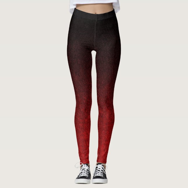 Falln röd & svart glitterlutning leggings (Framsida)