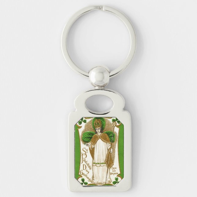 Falln Saint patrick Rektangulärt Silverfärgad Nyckelring (Framsidan)