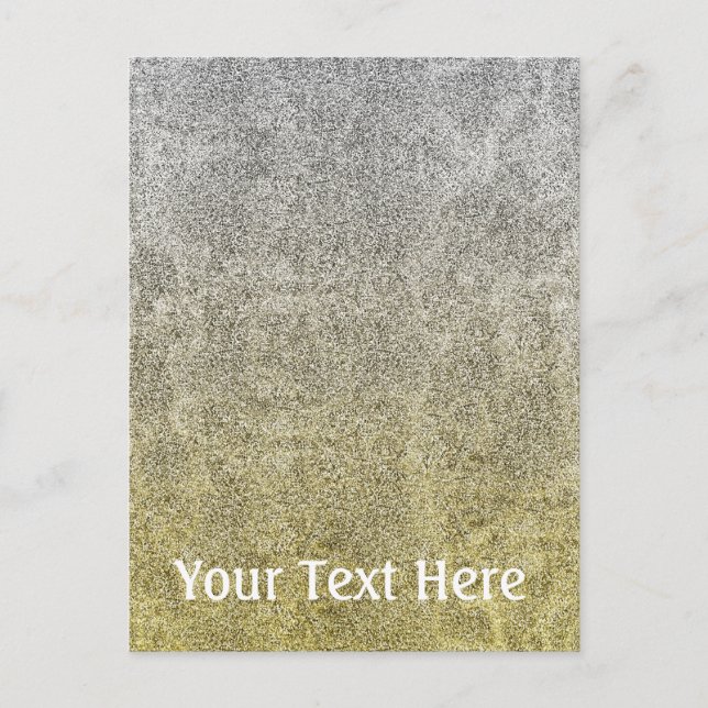 Falln Silver & Guld Glitter Gradient Vykort (Framsida)