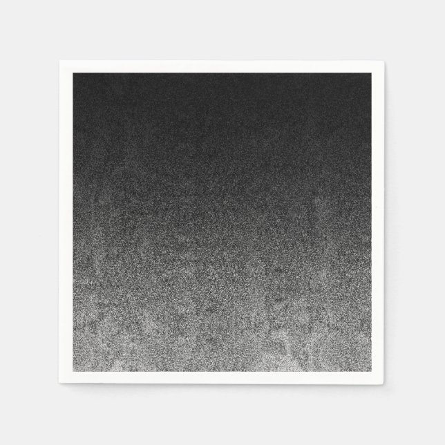 Falln Silver och svart Glitter-övertoning Pappersservett (Framsidan)