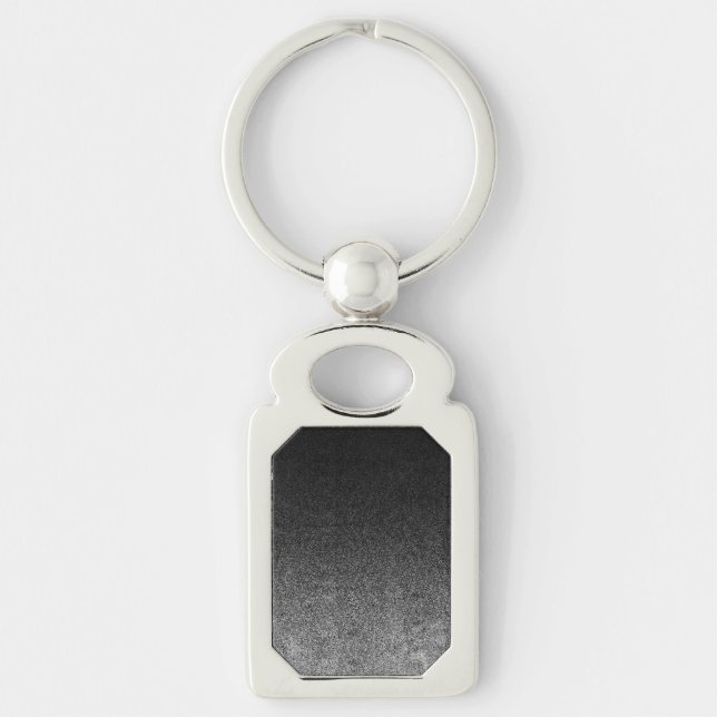Falln Silver och svart Glitter-övertoning Rektangulärt Silverfärgad Nyckelring (Framsidan)
