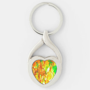 Falln Sunset Ammolite Twisted Heart Silverfärgad Nyckelring