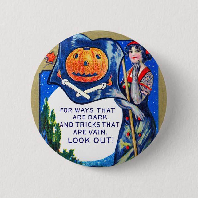 Falln-titta ut Halloween-tid Knapp (Framsida)