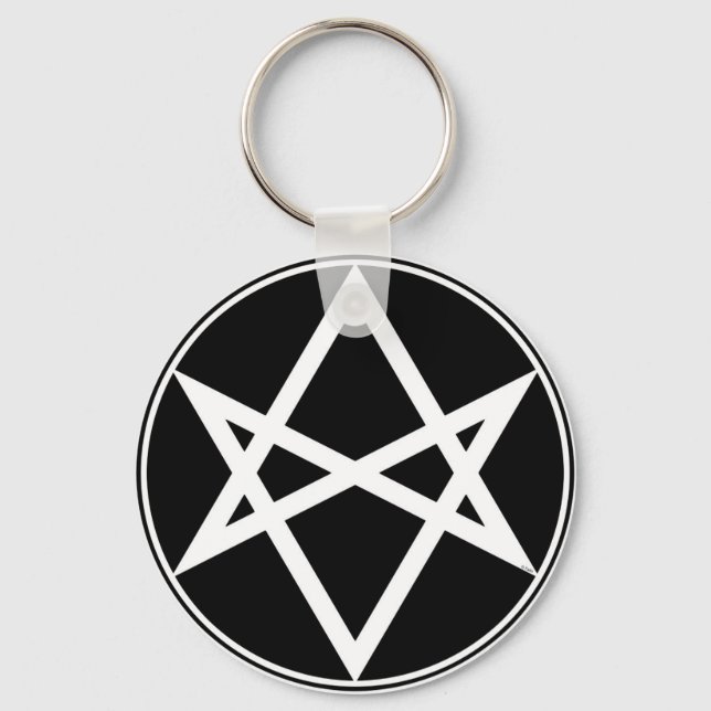Falln Unicursal Hexagram White Nyckelring (Framsida)