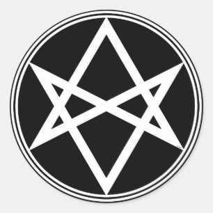 Falln Unicursal Hexagram White Runt Klistermärke
