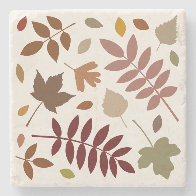 Fallna blad Design Höstfärger på kräm Stenunderlägg (Framsidan)