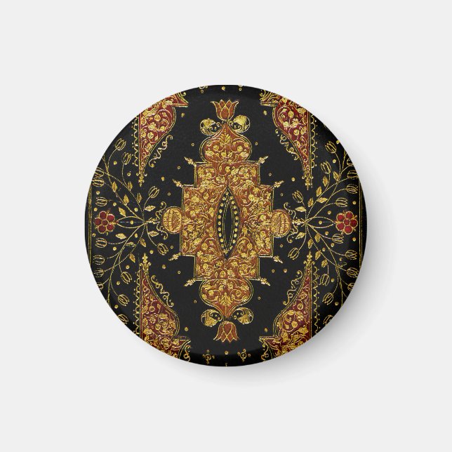 Fallna svarta och gyllene blommor magnet (Framsidan)
