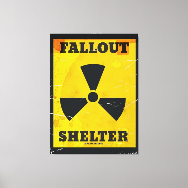Fallout Shelter vintage varningsskylt Canvastryck (Framsida)
