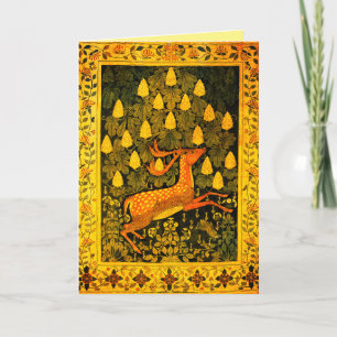FALLOW HJORT,FLÖDESKESTNUT TRÄD Jul Helgkort