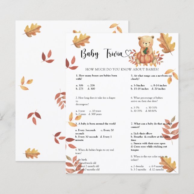 Fallpumpa - Baby Trivia | Barnstödsspel (Fram/baksida)