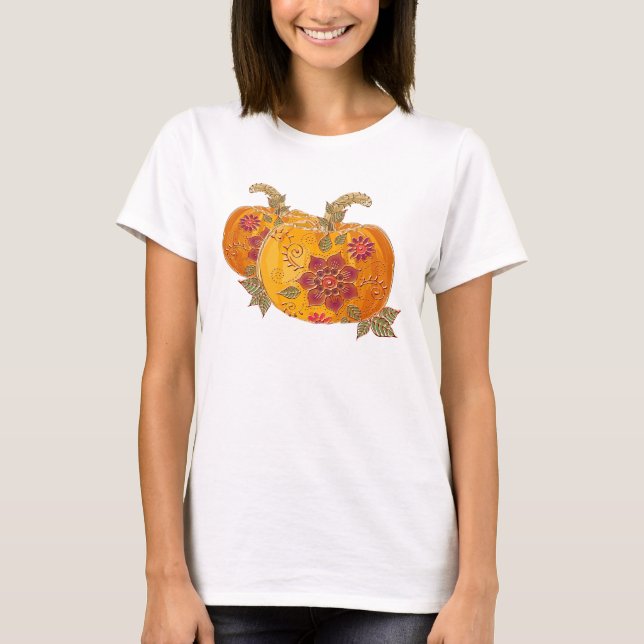 Fallpumpor med blommor t shirt (Framsida)