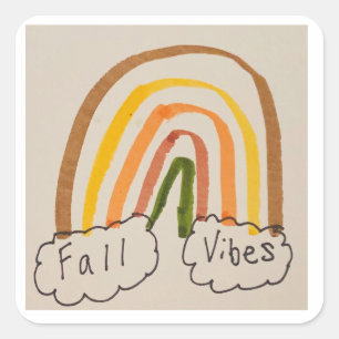 Fallrainbudetikett Fyrkantigt Klistermärke