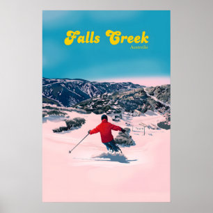 Falls Creek Australien Skidort Reseskylt Poster