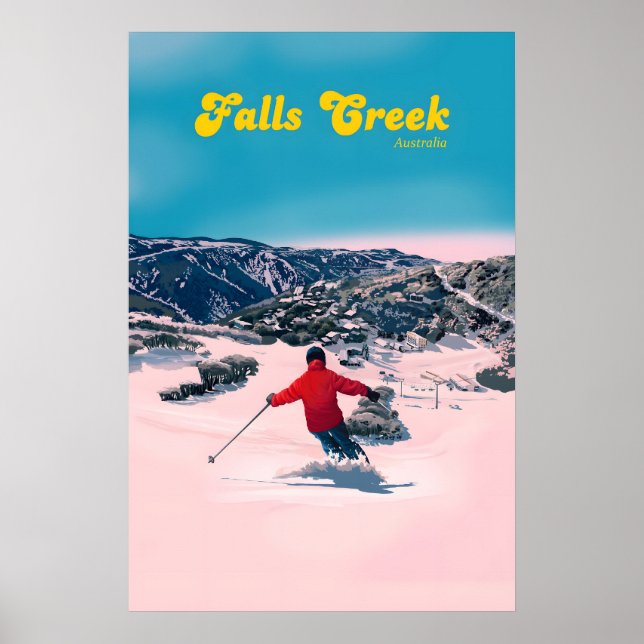 Falls Creek Australien Skidort Reseskylt Poster (Framsidan)