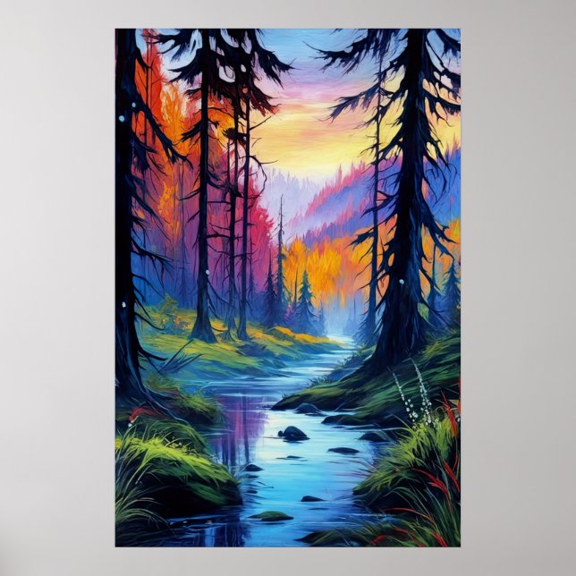 Fall's Embrace, Vibrant Färg Poster (Framsidan)