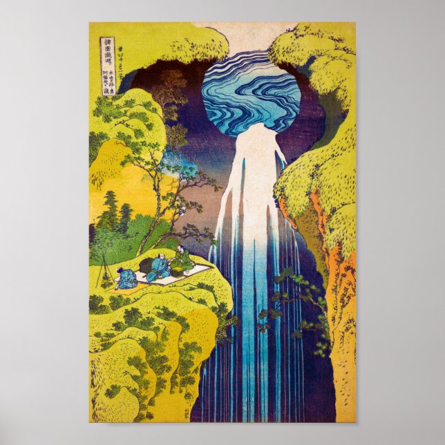 Falls, Katsushika Hokusai, Ukiyo-e Poster (Framsidan)