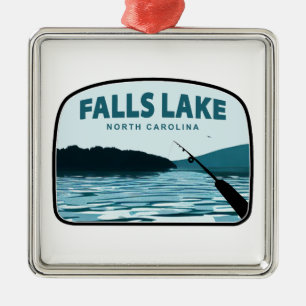 Falls Lake North Carolina Fiskespö Julgransprydnad Metall