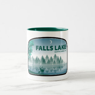Falls Lake North Carolina hjort Två-Tonad Mugg
