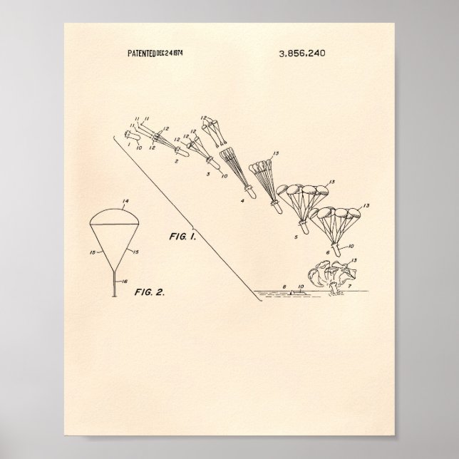 Fallskärm 1974 Patent Art - Gamla peper Poster (Framsidan)