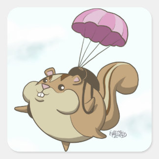 Fallskärm Chipmunk! Fyrkantigt Klistermärke