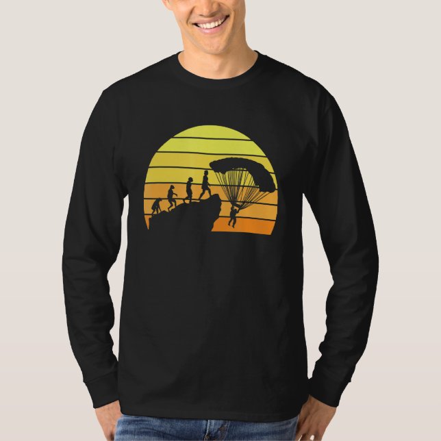 Fallskärm Evolution Retro Sunset Art T Shirt (Framsida)