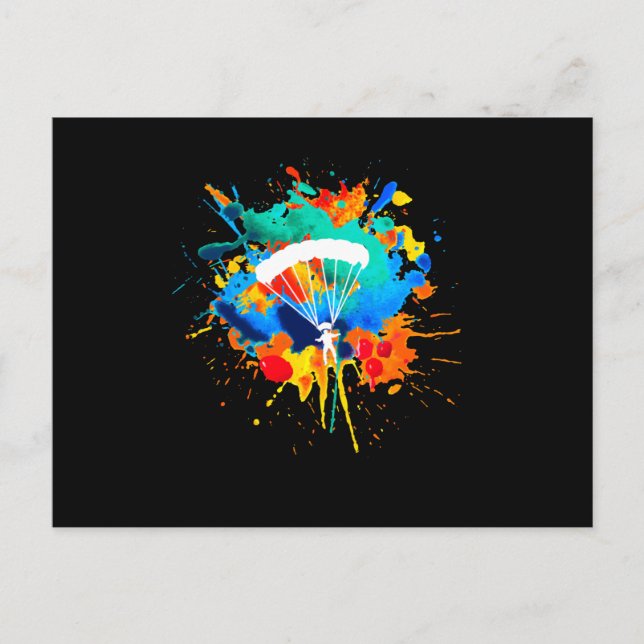 Fallskärm Färg Skydiver Skydiver Skydiving Vykort (Framsida)