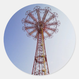 Fallskärm Jump - Coney Island, NYC-klistermärke Runt Klistermärke