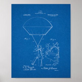 Fallskärm Patent - blåkopia Poster