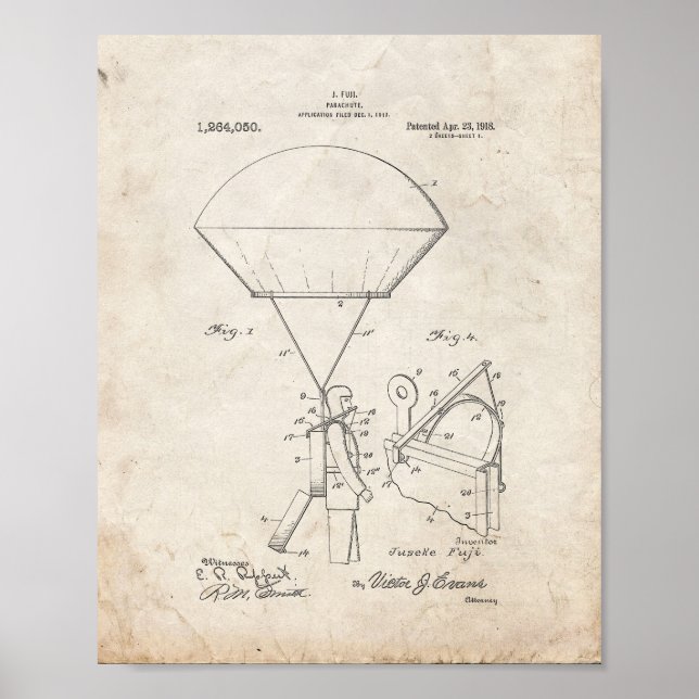 Fallskärm Patent - gammalt utseende Poster (Framsidan)