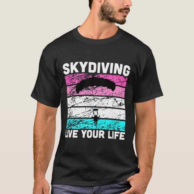 Fallskärmsdykning i Retro Färger T-shirt För Falls (Framsida)
