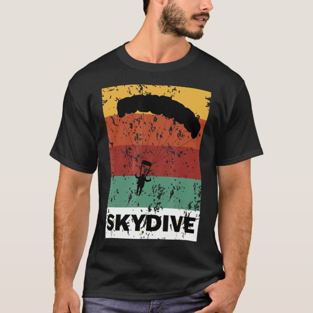 Fallskärmsdykning i Retro Färger Tee För Fallskärm (Framsida)