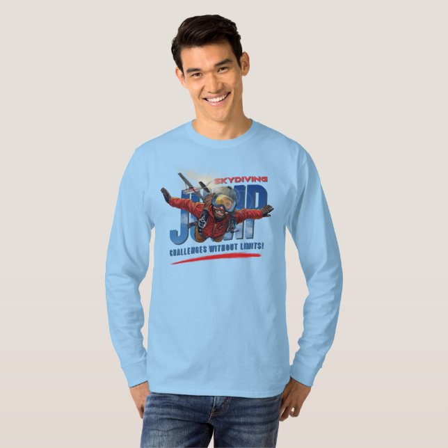 Fallskärmshopp - Känn Frihet Över Molnen | Men L.  T Shirt (Hel framsida)