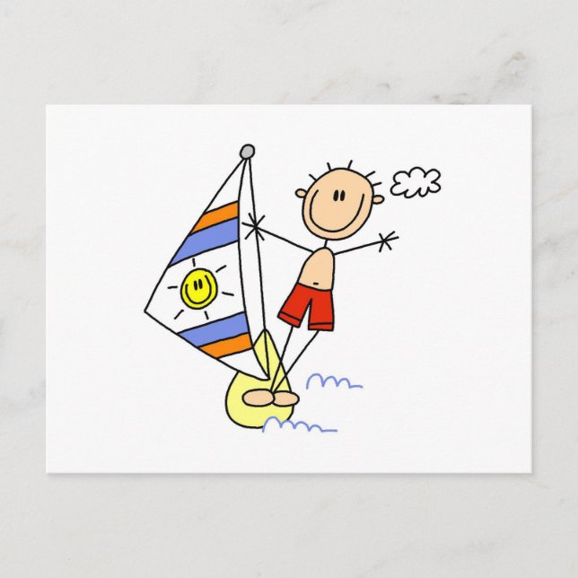 Fallskärmshoppande Stickfigur Vykort (Framsida)