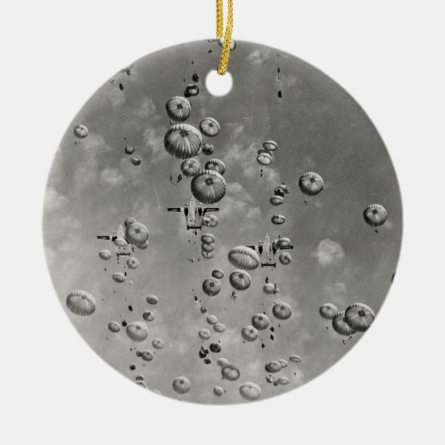 Fallskärmsjägare i himmelprydnaden julgransprydnad keramik (Framsidan)