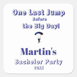 Fallskärmsutflykt Svägers möhippa Roligt äventyrst Fyrkantigt Klistermärke