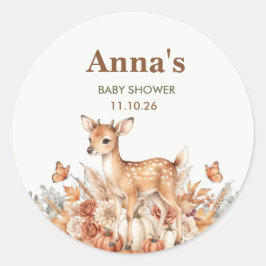 Fallskogs hjort Pumpa Baby Shower Favor Etikett