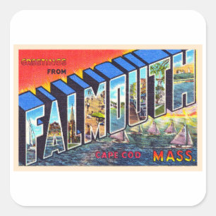 Falmouth Cape Cod Massachusetts Vintage Postcard Fyrkantigt Klistermärke
