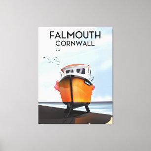 Falmouth Cornwall Fiskbåtens reseaffisch Canvastryck