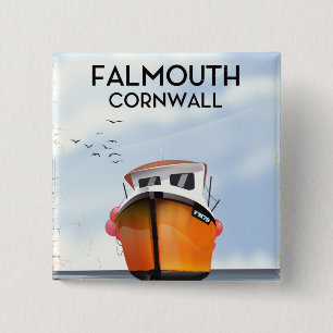 Falmouth Cornwall Fiskbåtens reseaffisch Knapp