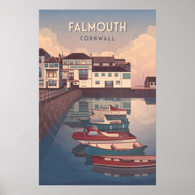 Falmouth Cornwall Resemålningaffisch Poster (Framsidan)